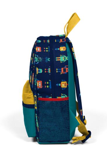 Minik Yuva Sırt Çantası Lacivert Çivit Robot Desenli İki Bölmeli 23348 - 6