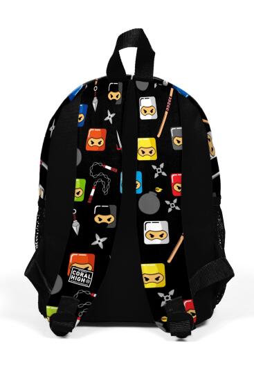 Minik Yuva Sırt Çantası Siyah Ninja Desenli İki Bölmeli 23349 - 4