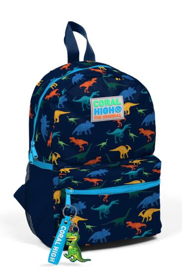 Minik Yuva Sırt Çantası Lacivert Mavi Dinozor Desenli İki Bölmeli 23353 - Coral High KIDS