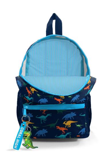Minik Yuva Sırt Çantası Lacivert Mavi Dinozor Desenli İki Bölmeli 23353 - 3