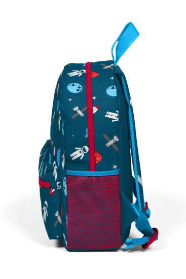 Minik Yuva Sırt Çantası Çivit Kırmızı Uzay Desenli İki Bölmeli 23354 - 6