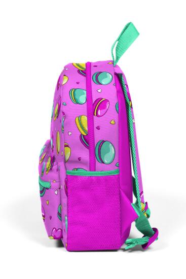 Minik Yuva Sırt Çantası Açık Pembe Su Yeşili Makaron Desenli İki Bölmeli 23325 - 6