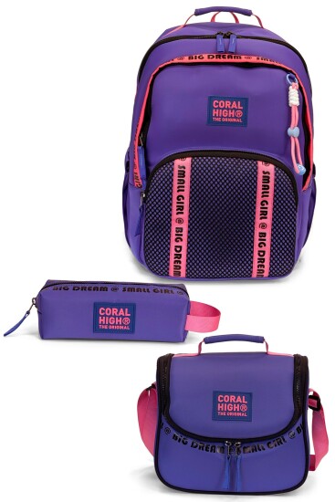 Coral High Mor 3'lü Okul Çanta Seti SET0124409 - Coral High