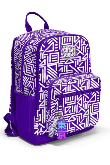 Coral High Mor Beyaz Geometrik Desenli Okul Sırt Çantası 23683 