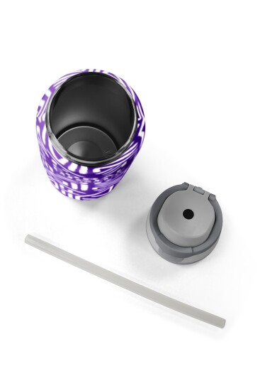 Coral High Mor Beyaz Geometrik Desenli Pipetli ve Direkt İçim Çelik Termos 800 ml 38543 - 8