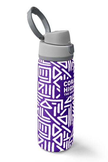 Coral High Mor Beyaz Geometrik Desenli Pipetli ve Direkt İçim Çelik Termos 800 ml 38543 - 2