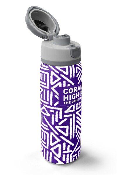 Coral High Mor Beyaz Geometrik Desenli Pipetli ve Direkt İçim Çelik Termos 800 ml 38543 - 3