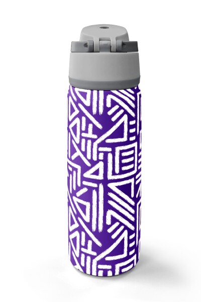 Coral High Mor Beyaz Geometrik Desenli Pipetli ve Direkt İçim Çelik Termos 800 ml 38543 - 6