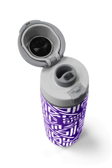 Coral High Mor Beyaz Geometrik Desenli Pipetli ve Direkt İçim Çelik Termos 800 ml 38543 - 7