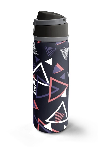 Coral High Mor Lacivert Geometrik Desenli Pipetli ve Direkt İçim Çelik Termos 800 ml 38583 - 5