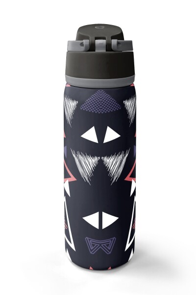 Coral High Mor Lacivert Geometrik Desenli Pipetli ve Direkt İçim Çelik Termos 800 ml 38583 - 6