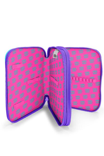 Coral High Mor Leopar Desenli Çift Katlı Kalem Çanta 11132 - 4