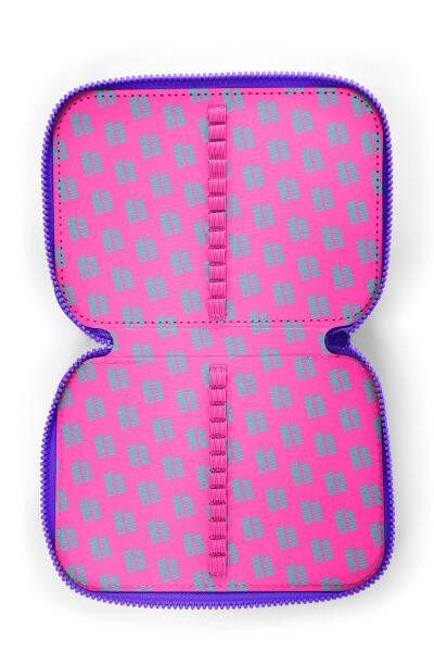 Coral High Mor Leopar Desenli Çift Katlı Kalem Çanta 11132 - 7