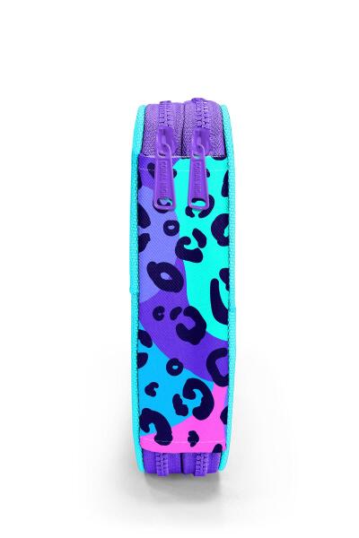 Coral High Mor Leopar Desenli Çift Katlı Kalem Çanta 11132 - 8