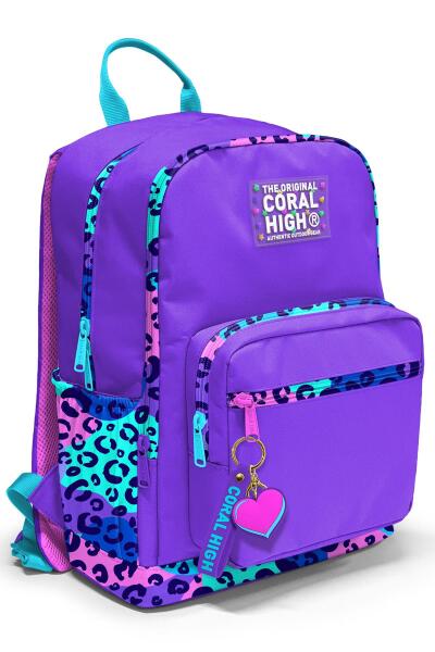 Coral High Mor Leopar Desenli Okul Sırt Çantası 23632 - 1