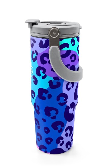 Coral High Mor Leopar Desenli Pipetli ve Direkt İçim Çelik Termos 900 ml 38709 - 5