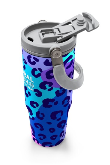 Coral High Mor Leopar Desenli Pipetli ve Direkt İçim Çelik Termos 900 ml 38709 - 3