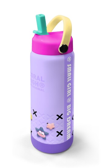 Coral High Mor Lila Desenli Katlanır Ağızlıklı Çelik Termos 650 ml 38350 - 2