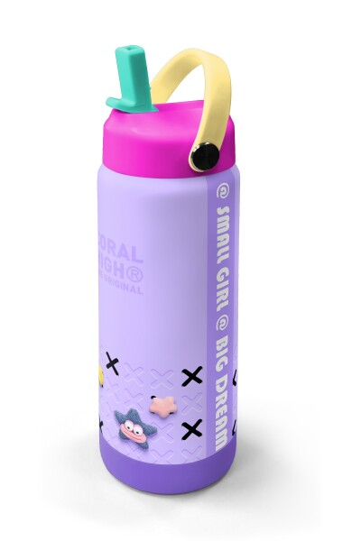 Coral High Mor Lila Desenli Katlanır Ağızlıklı Çelik Termos 650 ml 38350 - 2