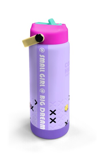 Coral High Mor Lila Desenli Katlanır Ağızlıklı Çelik Termos 650 ml 38350 - 3