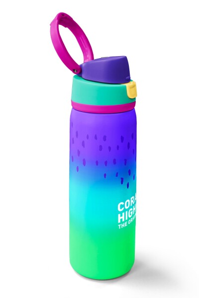 Coral High Mor Lila Renk Geçişli Pipetli ve Direkt İçim Çelik Termos 800 ml 38526 - 2