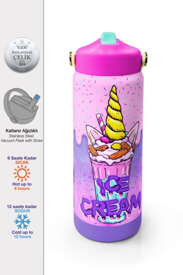 Coral High Mor Milkshake Dondurma Katlanır Ağızlıklı Çelik Termos 650 ml 38378 - Coral High
