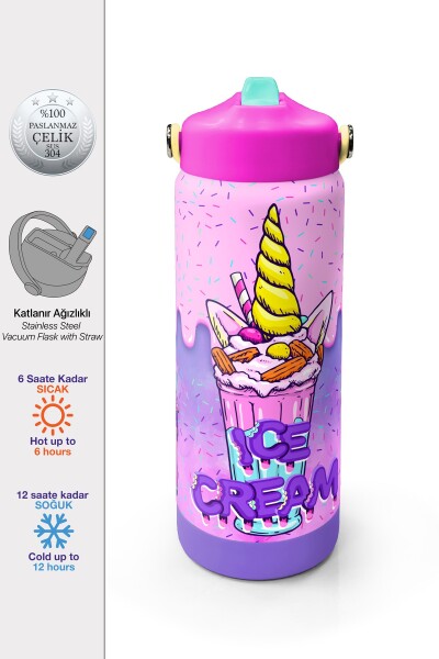Coral High Mor Milkshake Dondurma Katlanır Ağızlıklı Çelik Termos 650 ml 38378 - 1