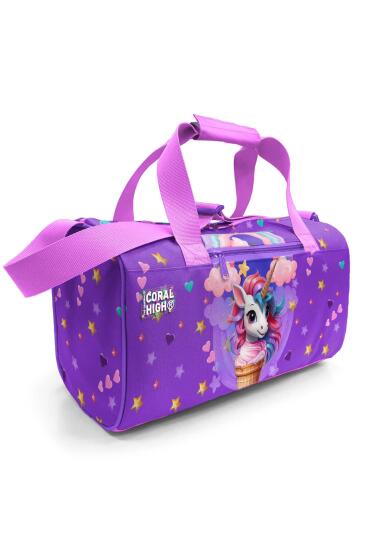 Coral High Mor Pembe Unicorn Dondurma Desenli Spor Çantası 27542 - 1