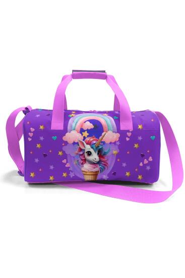 Coral High Mor Pembe Unicorn Dondurma Desenli Spor Çantası 27542 - 3