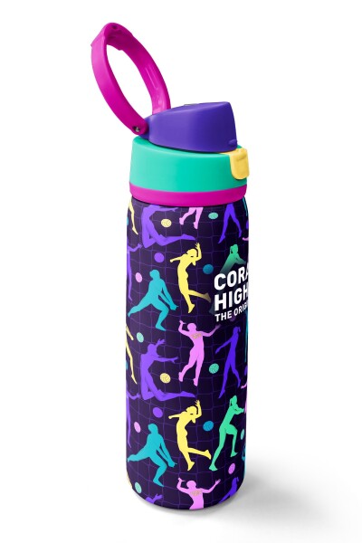 Coral High Mor Voleybol Desenli Pipetli ve Direkt İçim Çelik Termos 800 ml 38525 - 2