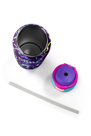 Coral High Mor Voleybol Desenli Pipetli ve Direkt İçim Çelik Termos 800 ml 38525 - 8