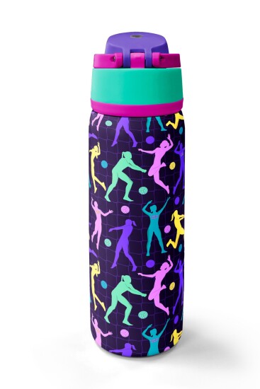 Coral High Mor Voleybol Desenli Pipetli ve Direkt İçim Çelik Termos 800 ml 38525 - 6