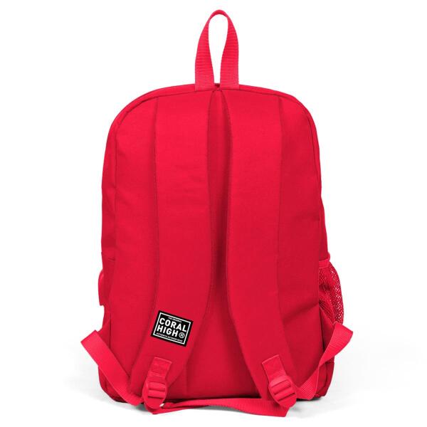 Coral High Kırmızı Nakış Logolu Dört Bölmeli USB Şarjlı Kulaklık Çıkışlı Sırt Çantası 24103 - 4