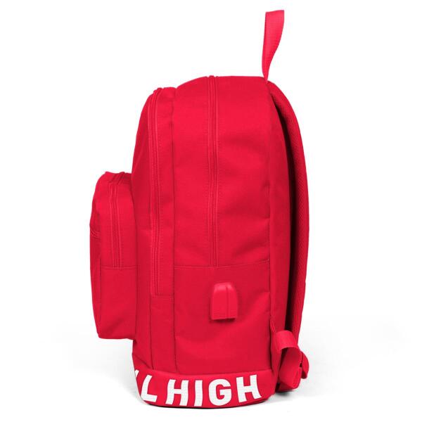 Coral High Kırmızı Nakış Logolu Dört Bölmeli USB Şarjlı Kulaklık Çıkışlı Sırt Çantası 24103 - 14