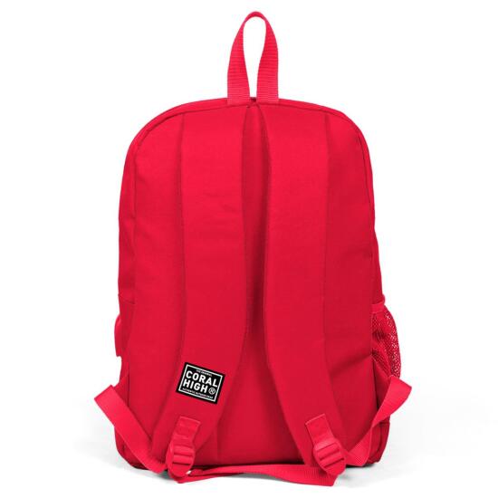 Coral High Kırmızı Nakış Logolu Dört Bölmeli USB Şarjlı Kulaklık Çıkışlı Sırt Çantası 24103 - 4
