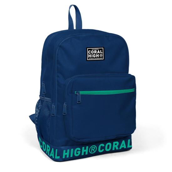 Coral High Lacivert Nakış Logolu Dört Bölmeli USB Şarjlı Kulaklık Çıkışlı Sırt Çantası 24107 - 2