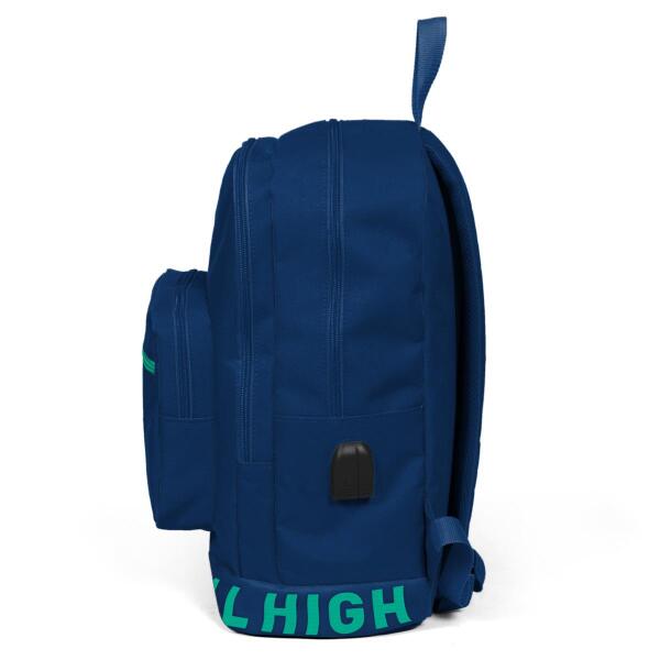 Coral High Lacivert Nakış Logolu Dört Bölmeli USB Şarjlı Kulaklık Çıkışlı Sırt Çantası 24107 - 6