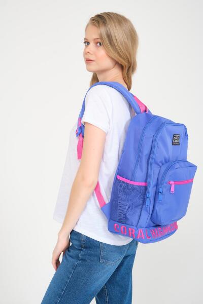 Coral High Lavanta Nakış Logolu Dört Bölmeli USB Şarjlı Kulaklık Çıkışlı Sırt Çantası 24106 - 3
