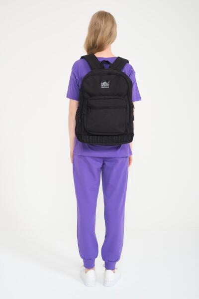 Coral High Siyah Nakış Logolu Dört Bölmeli USB Şarjlı Kulaklık Çıkışlı Sırt Çantası 24111 - 7