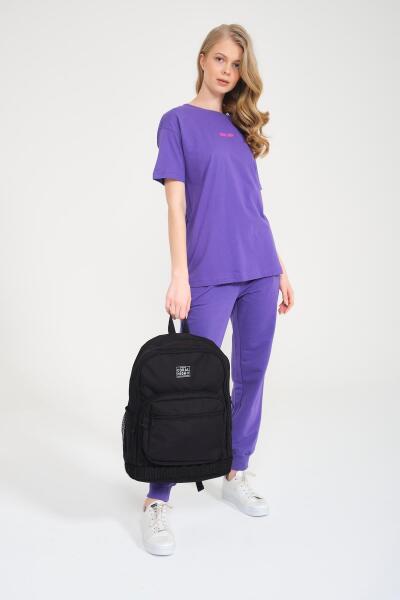 Coral High Siyah Nakış Logolu Dört Bölmeli USB Şarjlı Kulaklık Çıkışlı Sırt Çantası 24111 - 3