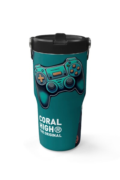 Coral High Nefti Gamer Desenli Katlanır Ağızlıklı Çelik Termos 600 ml 38924 - 2