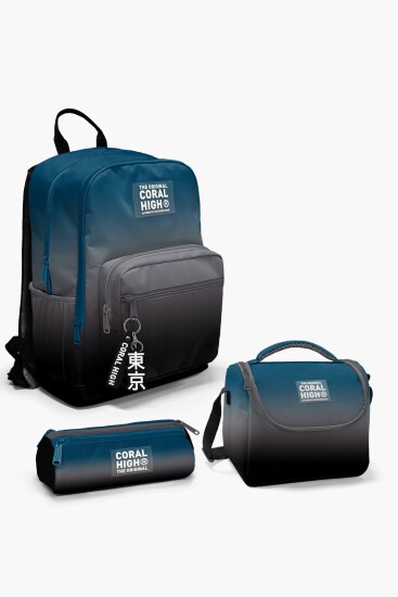 Coral High Nefti Gri Renk Geçişli 3’lü Okul Çanta Seti SET0123642 