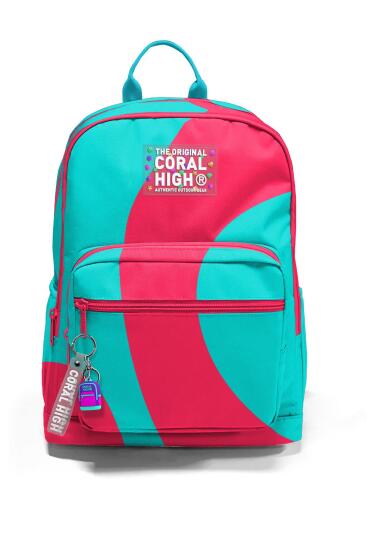 Coral High Neon Mercan Turkuaz Desenli Okul Sırt Çantası 23685 - 6