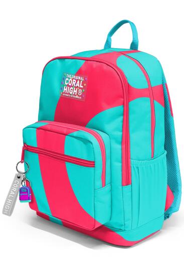 Coral High Neon Mercan Turkuaz Desenli Okul Sırt Çantası 23685 - 7