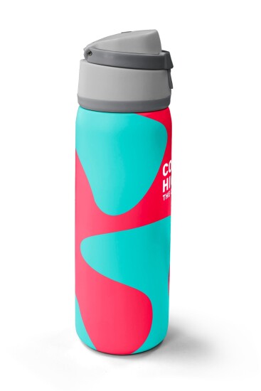 Coral High Neon Mercan Turkuaz Desenli Pipetli ve Direkt İçim Çelik Termos 800 ml 38545 - 4