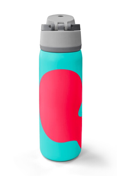 Coral High Neon Mercan Turkuaz Desenli Pipetli ve Direkt İçim Çelik Termos 800 ml 38545 - 6