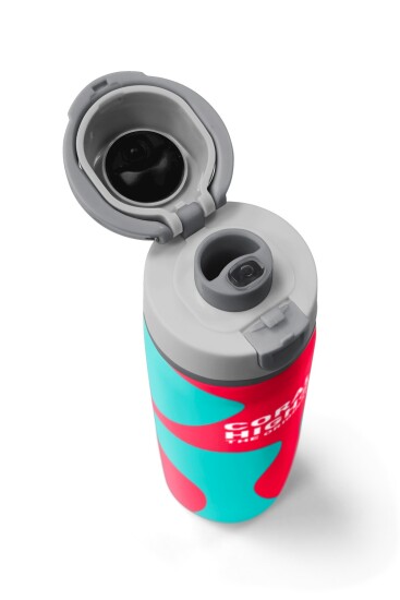 Coral High Neon Mercan Turkuaz Desenli Pipetli ve Direkt İçim Çelik Termos 800 ml 38545 - 7