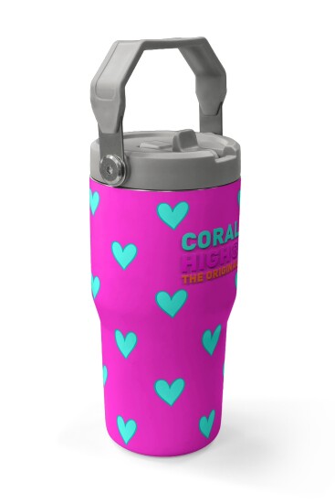 Coral High Neon Pembe Su Yeşili Kalp Desenli Katlanır Ağızlıklı Çelik Termos 600 ml 38908 - 3