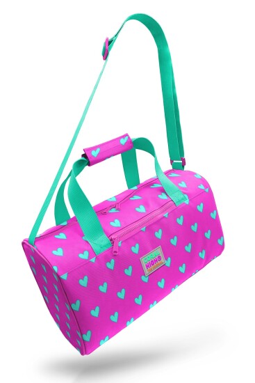 Coral High Neon Pembe Su Yeşili Kalp Desenli Spor Çantası 27513 - 7