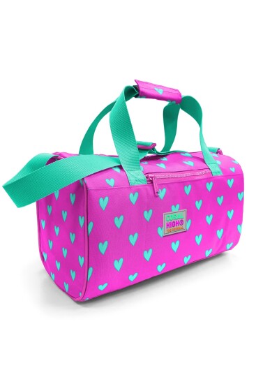 Coral High Neon Pembe Su Yeşili Kalp Desenli Spor Çantası 27513 - Coral High
